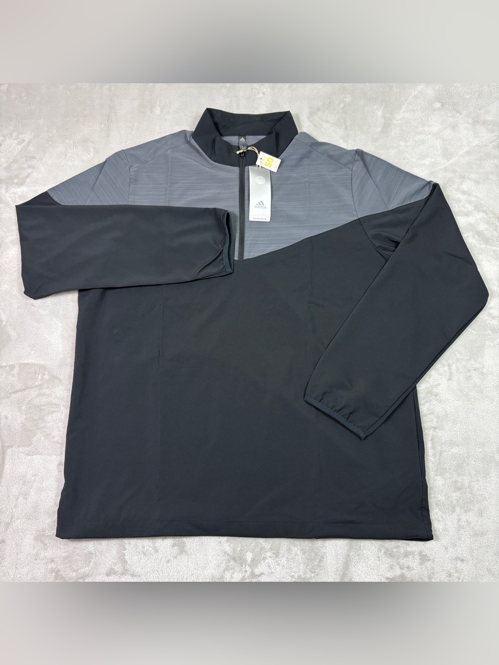 NWT Adidas Mens L Quarter Zip Golf Pullover A546 Heather GT8988 Black/Gray